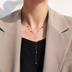 Y Necklace with Ball Beads in 18K Gold-Plated Stainless Steel