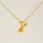 Initial Necklace in 18K Gold-Plated Stainless Steel, Bubble Letter A-Z