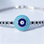 Evil Eye Bracelet in 925 Sterling Silver, Blue Enamel Eye