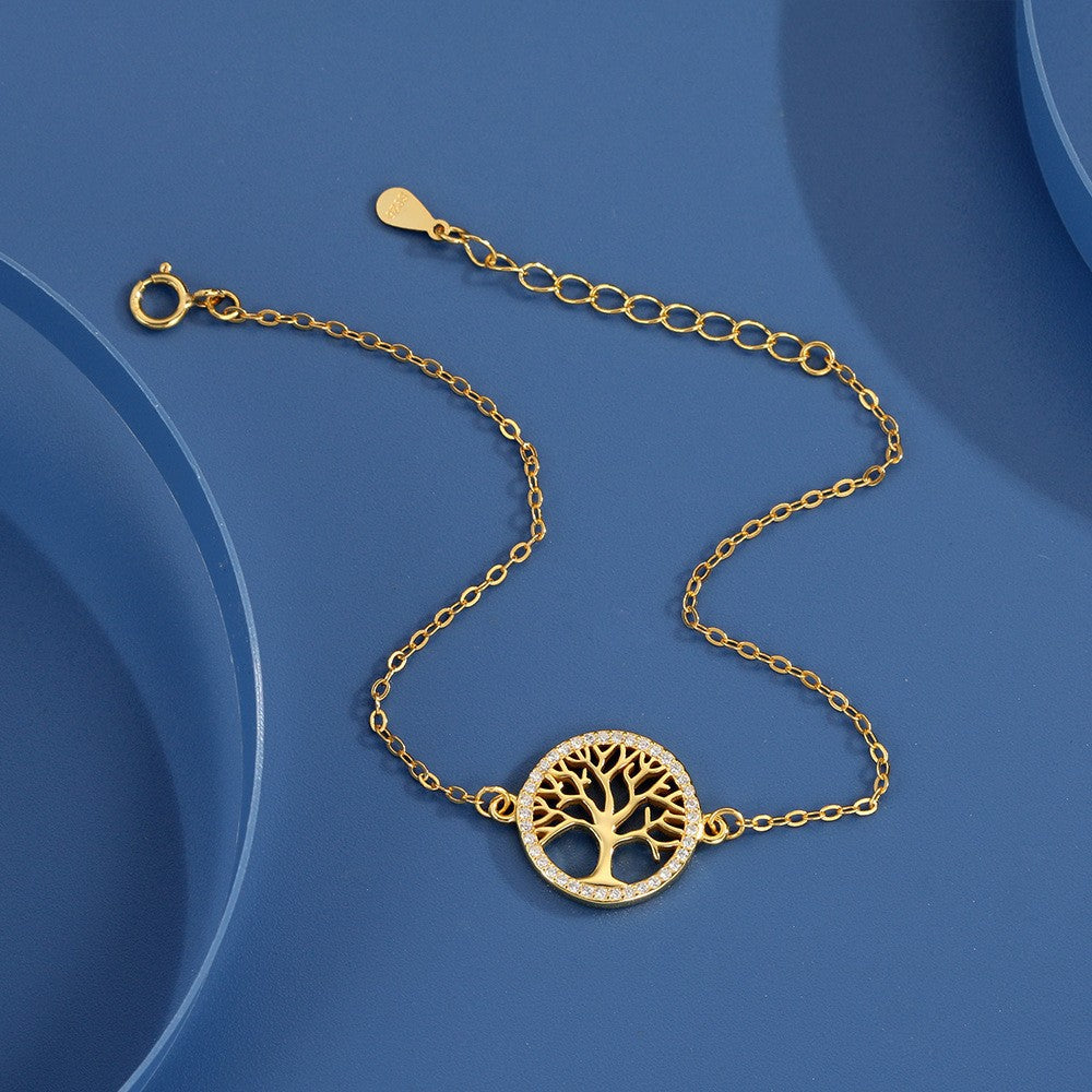 Tree of Life Bracelet in 925 Sterling Silver, Round Openwork Charm