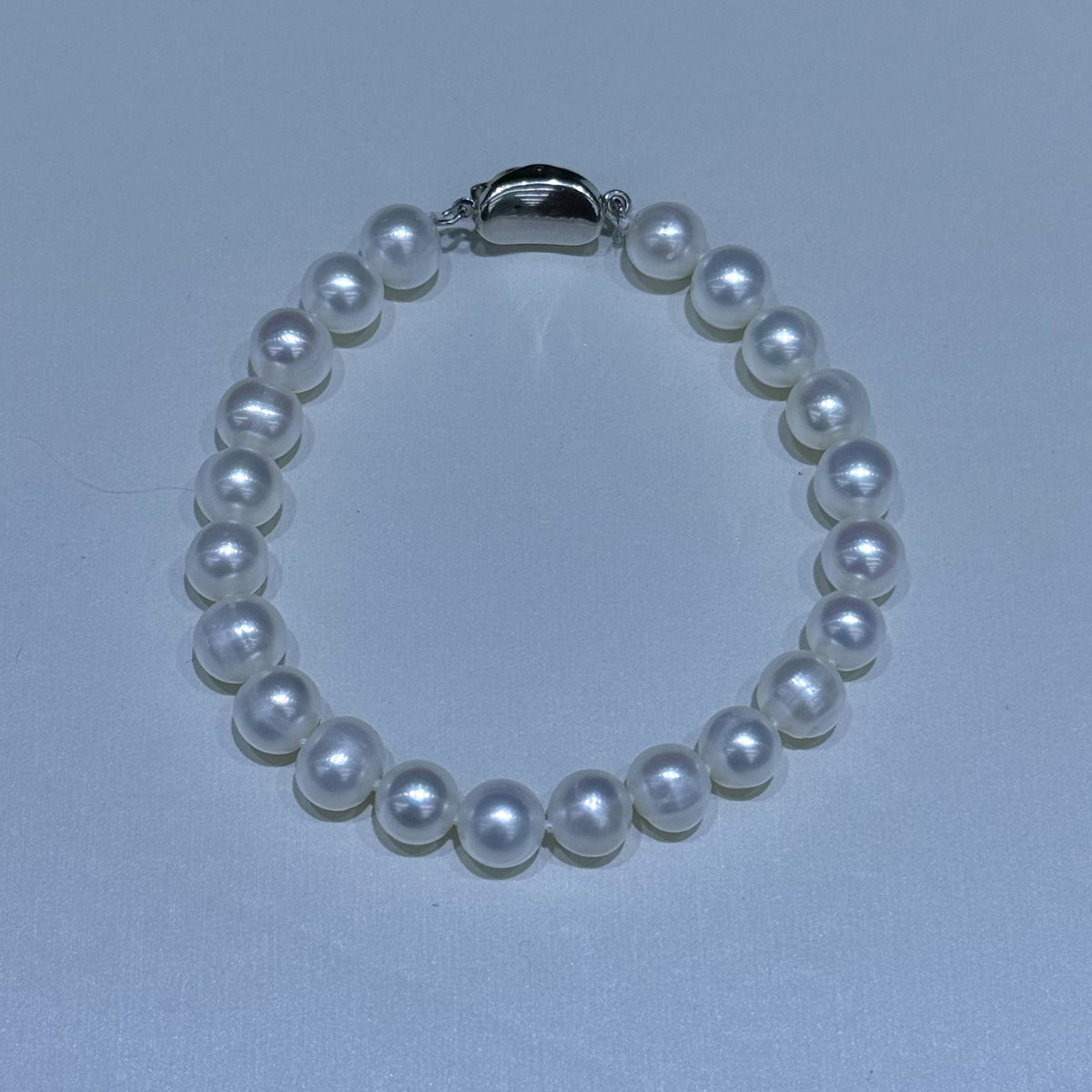 Freshwater Pearl Bracelet with 925 Sterling Silver Clasp, 7-8 mm