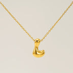 Initial Necklace in 18K Gold-Plated Stainless Steel, Bubble Letter A-Z