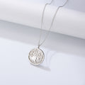 Tree of Life Necklace in 925 Sterling Silver, Shell Disc Pendant