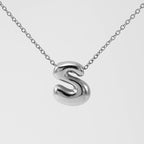 Initial Necklace in 18K Gold-Plated Stainless Steel, Bubble Letter A-Z