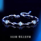 Six-Pointed Star Bracelet in 925 Sterling Silver, Blue or Clear Cubic Zirconia