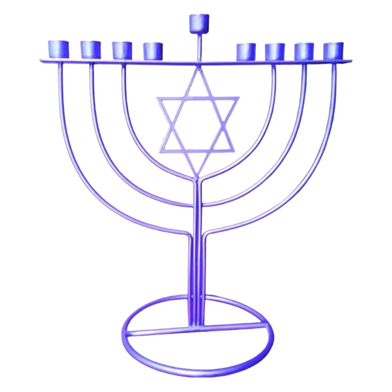 Modern Silver-Tone Star of David Hanukkah Menorah, 21 cm Tall