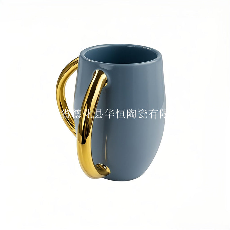 Netilat Yadayim Washing Cup, Sage Ceramic with Gold Handles