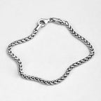 Men's Wheat Chain Bracelet in 925 Sterling Silver, Woven Link