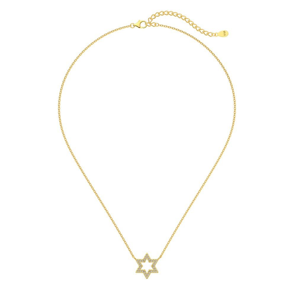 Interlocked Star of David Necklace in 925 Sterling Silver