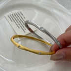 Star Bangle Bracelet in 925 Sterling Silver, Matte Finish Open Cuff