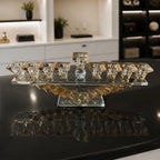 Designer Crystal Glass Hanukkah Menorah, 9 Cups, Clear, Amber or Rainbow