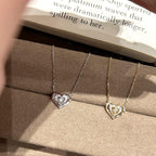 Heart Necklace in 925 Sterling Silver, Laser-Cut Pavé Heart