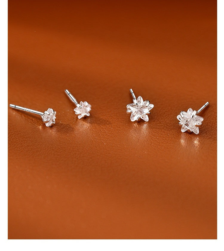 Star Stud Earrings in 925 Sterling Silver, Cubic Zirconia