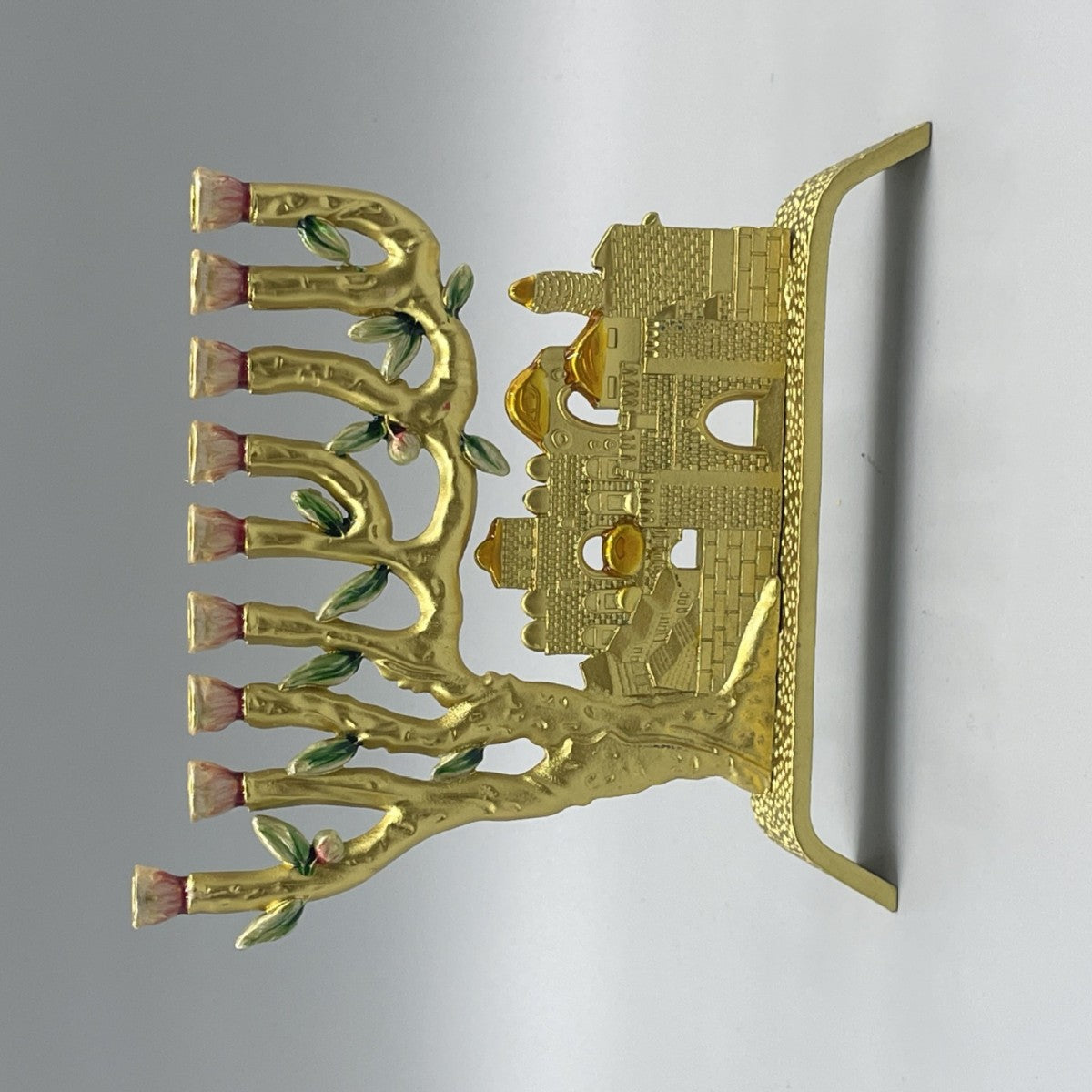 Jerusalem Old City Hanukkah Menorah, Gold-Tone, 14 cm Tall