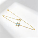 Star of David Bracelet in Gold Plated 925 Sterling Silver, Turquoise Crystal