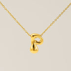 Initial Necklace in 18K Gold-Plated Stainless Steel, Bubble Letter A-Z