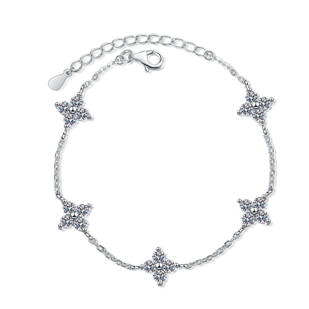 Moissanite Star Station Bracelet in 925 Sterling Silver