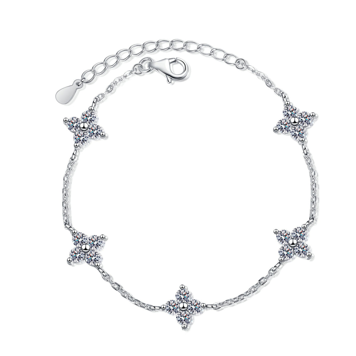 Moissanite Star Station Bracelet in 925 Sterling Silver