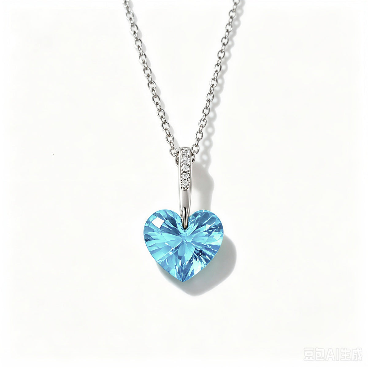 Crystal Heart Necklace in 925 Sterling Silver, 5 Colors