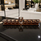 Designer Crystal Glass Hanukkah Menorah, 9 Cups, Clear, Amber or Rainbow