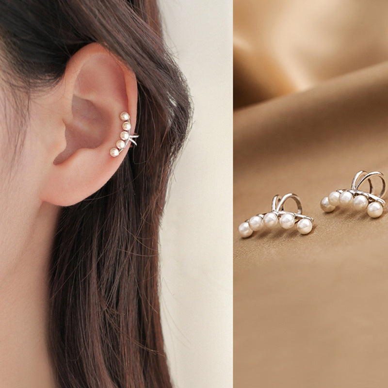 Pearl Ear Cuff in 925 Sterling Silver, No Piercing Needed