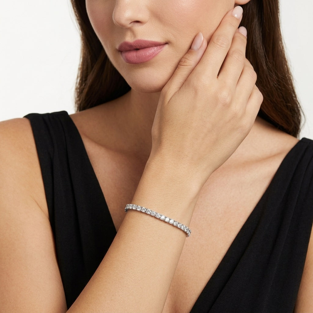 Moissanite Tennis Bracelet in 925 Sterling Silver, GRA Certified