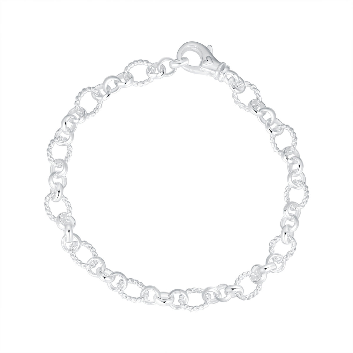 Twist Link Chain Bracelet in 925 Sterling Silver