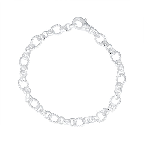 Twist Link Chain Bracelet in 925 Sterling Silver