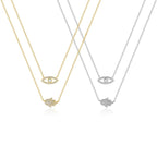 Evil Eye and Hamsa Layered Necklace in 925 Sterling Silver