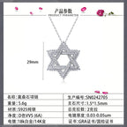 Star of David Necklace with Moissanite in 925 Sterling Silver, GRA Certified