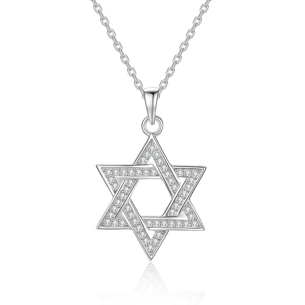 Star of David Necklace with Pavé Moissanite in 925 Sterling Silver