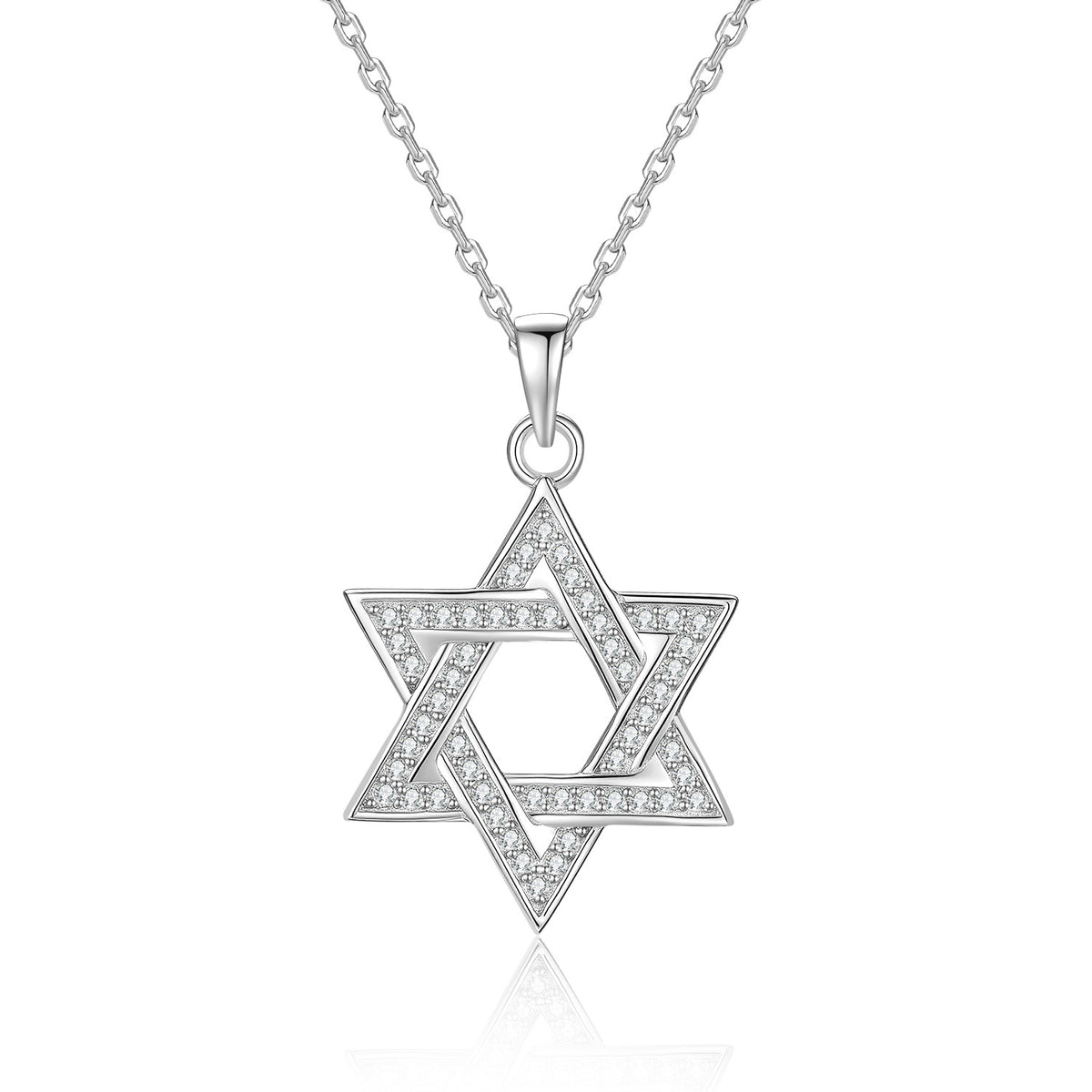 Star of David Necklace with Pavé Moissanite in 925 Sterling Silver