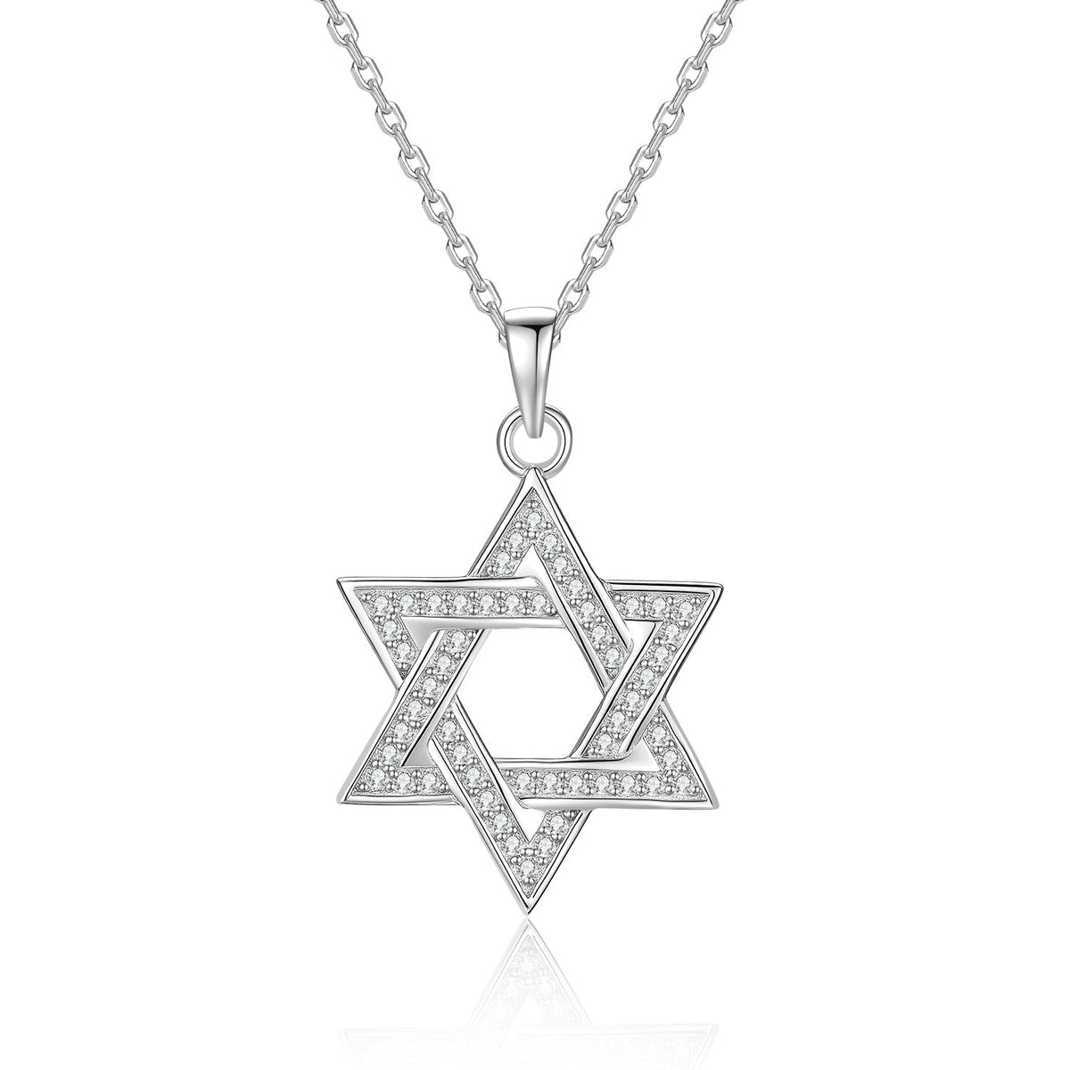 Mother and Daughter Star of David Necklace Set in 925 Sterling Silver