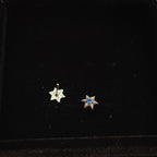 Star of David Stud Earrings in 925 Sterling Silver, Blue Cubic Zirconia