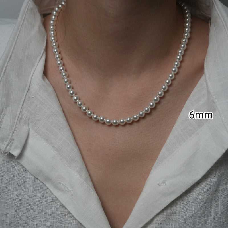Crystal Pearl Necklace with 925 Sterling Silver Clasp, 2-10 mm