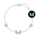 Glow-in-the-Dark Butterfly Bracelet in 925 Sterling Silver, Lavender Enamel
