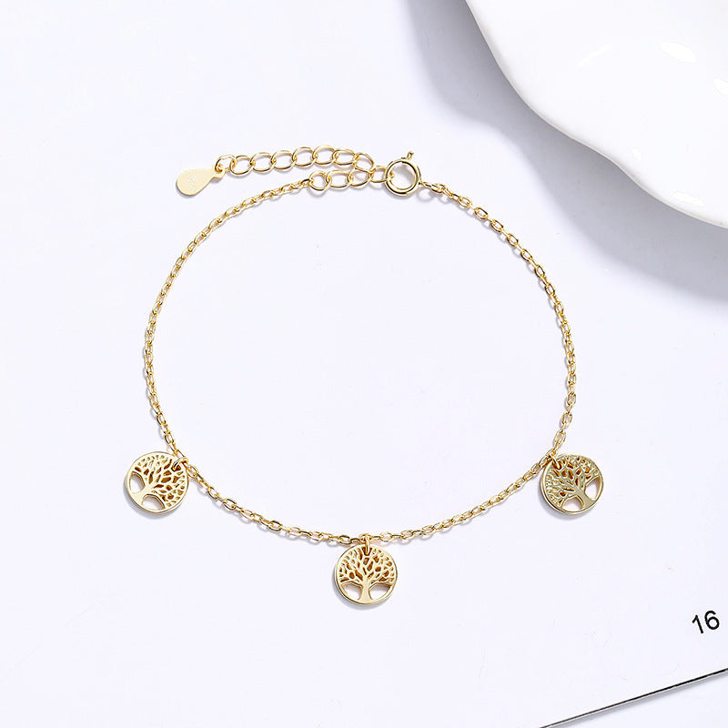 Tree of Life Charm Bracelet in 925 Sterling Silver, Three Charms