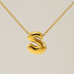 Initial Necklace in 18K Gold-Plated Stainless Steel, Bubble Letter A-Z