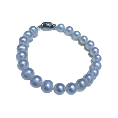 Freshwater Pearl Bracelet with 925 Sterling Silver Clasp, 7-8 mm