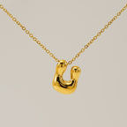Initial Necklace in 18K Gold-Plated Stainless Steel, Bubble Letter A-Z