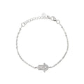 Hamsa Bracelet in 925 Sterling Silver, Pavé Cubic Zirconia Charm