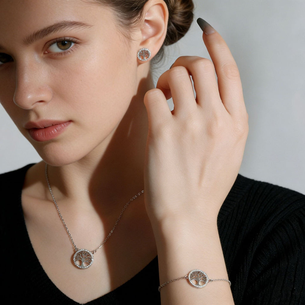Tree of Life Stud Earrings in 925 Sterling Silver