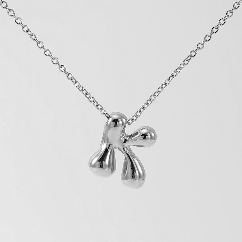 Initial Necklace in 18K Gold-Plated Stainless Steel, Bubble Letter A-Z