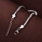 Flat Snake Chain Bracelet in 925 Sterling Silver, 5-6 mm