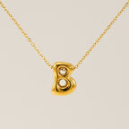 Initial Necklace in 18K Gold-Plated Stainless Steel, Bubble Letter A-Z