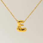 Initial Necklace in 18K Gold-Plated Stainless Steel, Bubble Letter A-Z