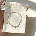 Tulip & Enamel Heart Bracelet in 925 Sterling Silver, Pastel Charms