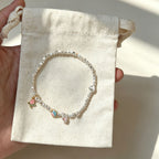 Tulip & Enamel Heart Bracelet in 925 Sterling Silver, Pastel Charms