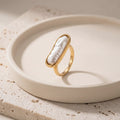Baroque Pearl Bar Ring in 18K Gold-Plated Stainless Steel