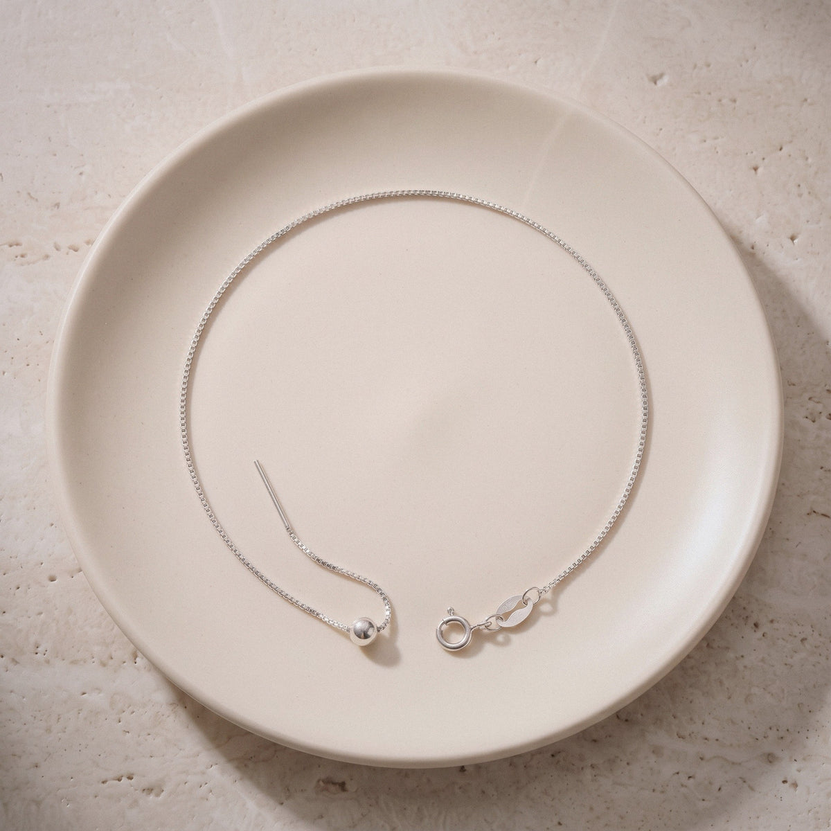 Box Chain Necklace in 925 Sterling Silver, 18 Inch Adjustable